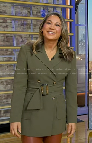 Ginger's olive green belted blazer on Good Morning America