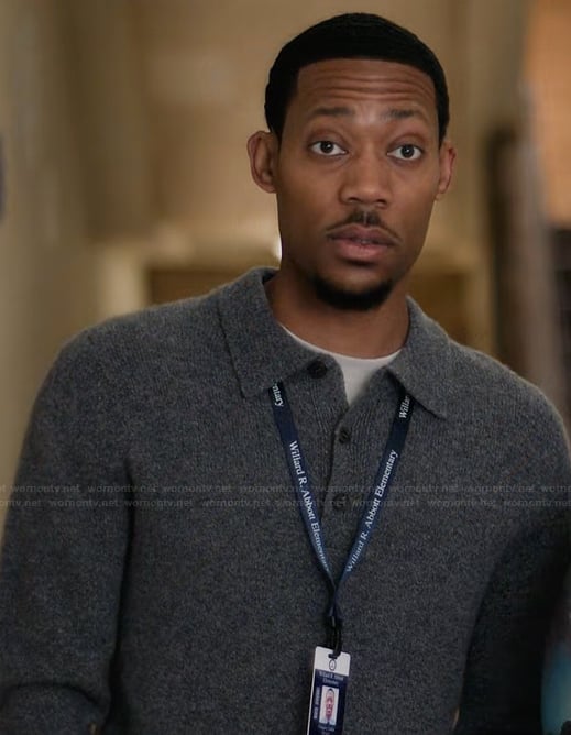 Gregory's gray polo shirt on Abbott Elementary