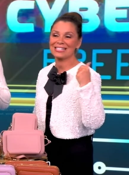 Gretta Monahan's sequin bow front cardigan on The View