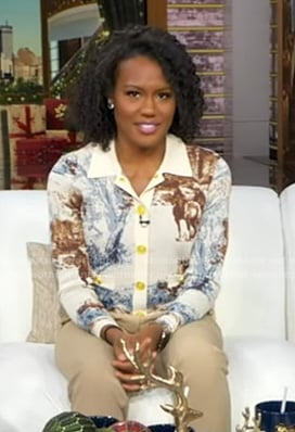 Janai's print cardigan on Good Morning America