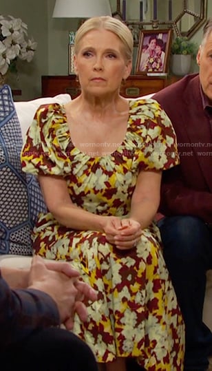 Jennifer's floral print puff sleeve dress on Days of our Lives