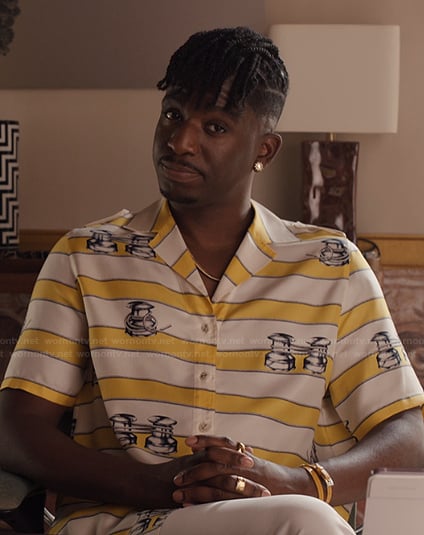 Julien's striped printed shirt on Emily in Paris