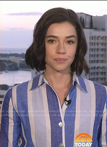 Julie's blue stripe shirtdress on Today