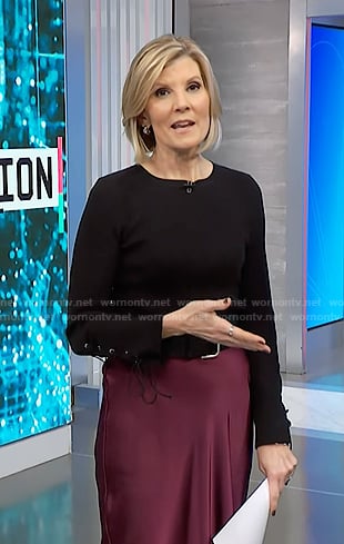 Kate's black lace-up sleevel ribbed sweater on NBC News Daily
