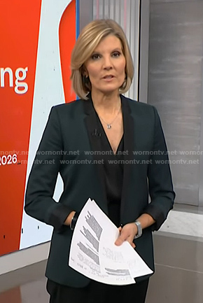 Kate's green contrast lapel blazer on NBC News Daily