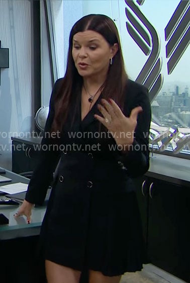 Katie's black pleated blazer dress on The Bold and the Beautiful