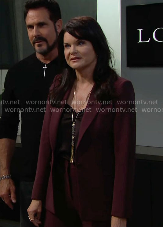 Katie's burgundy suit on The Bold and the Beautiful