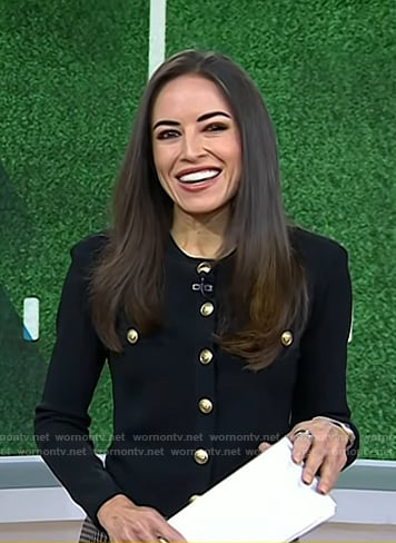 Kaylee's black cardigan with gold buttons on Today