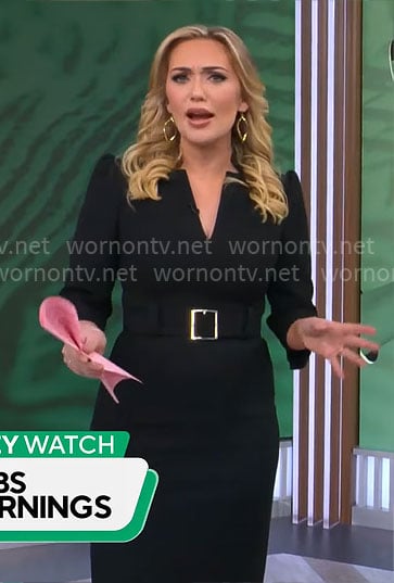 Kelly O'Grady's black v-neck dress on CBS Mornings
