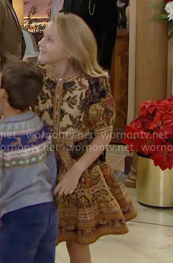 Kelly's floral Christmas dress on The Bold and the Beautiful