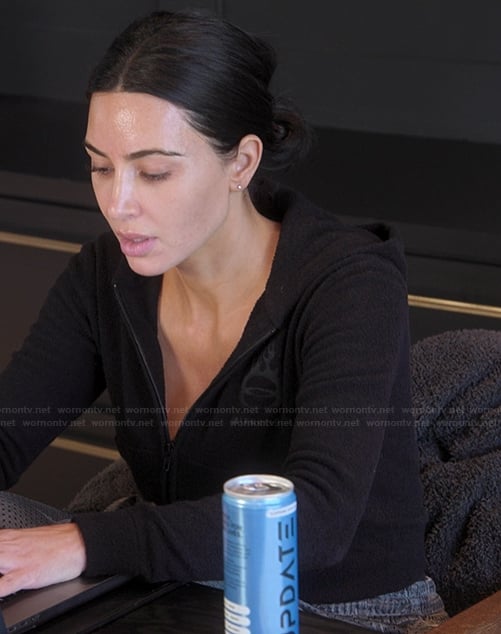 Kim's black hoodie on The Kardashians