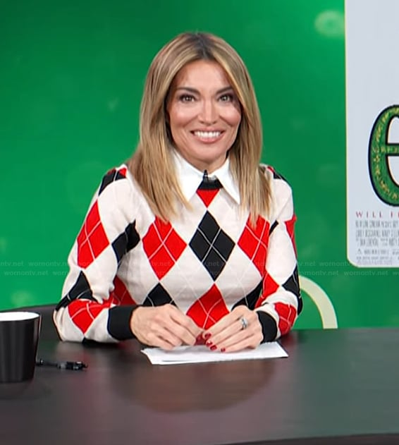 Kit's argyle knit sweater on Access Hollywood