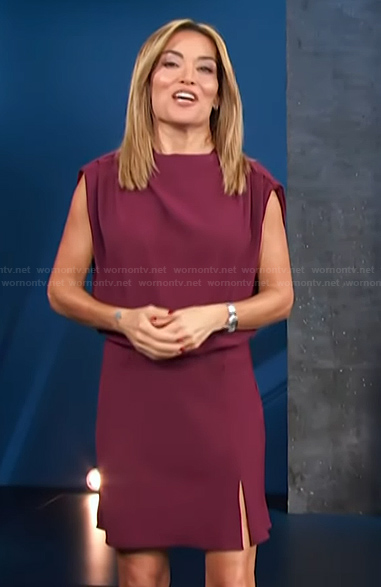 Kit's burgundy mini dress on Access Hollywood