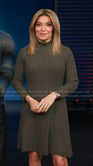 Kit's green ribbed sweater dress on Access Hollywood