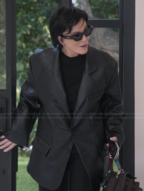 Kris's black leather jacket on The Kardashians