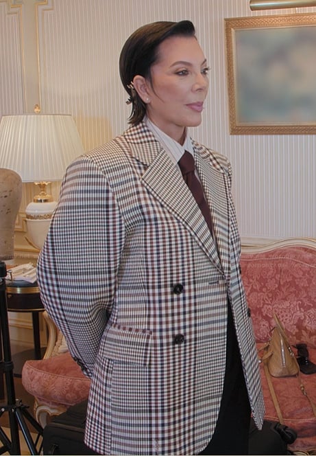 Kris's plaid oversized blazer on The Kardashians
