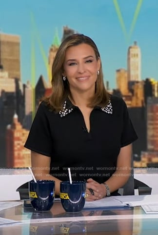 Mary's black embellished collar top on Good Morning America