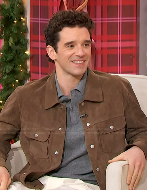 Michael Urie's brown suede jacket on Sherri
