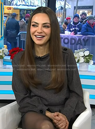 Mila Kunis's grey fold neck top and shorts on Today