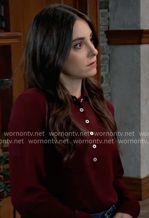 Molly's dark red polo shirt on General Hospital