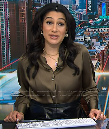 Morgan's olive green satin shirt on NBC News Daily