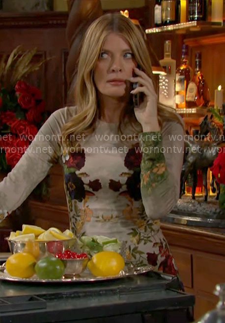 Phyllis's floral maxi dress with long sleeves on The Young and the Restless