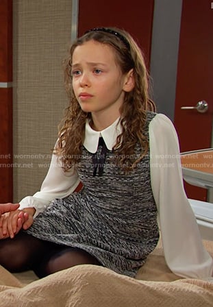 Rachel's black collared tweed dress on Days of our Lives