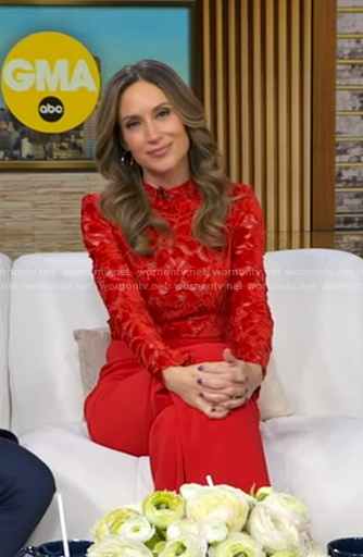 Rhiannon's red floral jumpsuit on Good Morning America