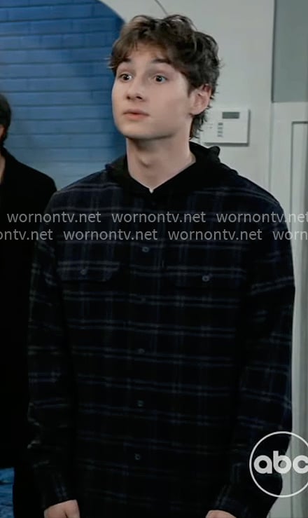 Rocco's plaid hooded shirt on General Hospital