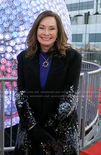 Rosie Rios's black sequin coat on Good Morning America