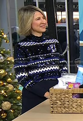 Samantha Brown's navy sequin sweater on Today