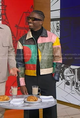 Samuel Arnold's multicolor leather jacket on Good Morning America