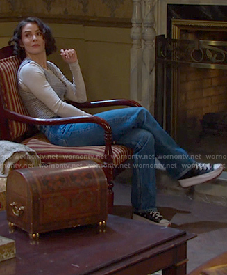 Sarah's black platform sneakers on Days of our Lives