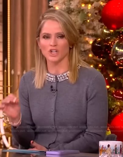 Sara's gray embellished cardigan on The View