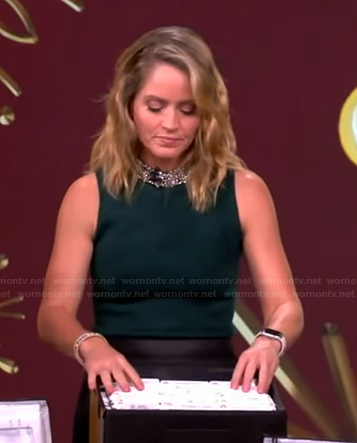 Sara's green embellished neck top on The View