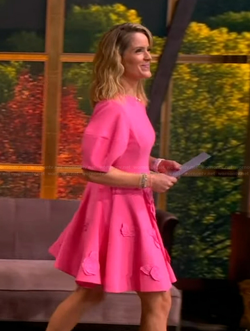 Sara's pink floral applique mini dress on The View
