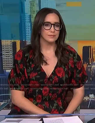 Savannah's black rose print puff sleeve top on NBC News Daily