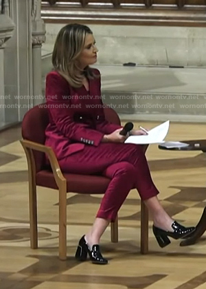Savannah's fuchsia velvet suit on Today