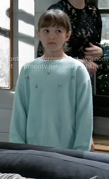 Scout's mint green embellished sweater on General Hospital