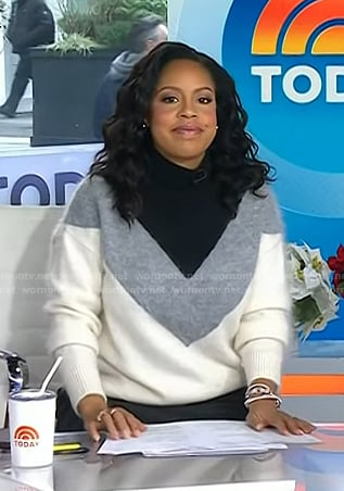 Sheinelle's chevron turtleneck sweater on Today