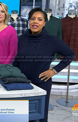 Sheinelle's metallic cable knit sweater and skirt on Today