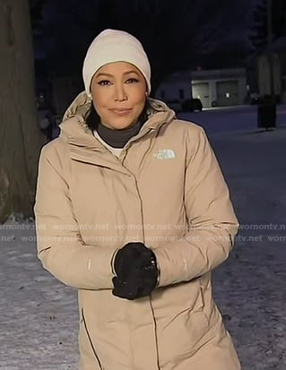 Stephanie's beige hooded coat on Good Morning America
