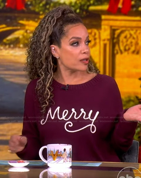 Sunny's purple merry sweater on The View