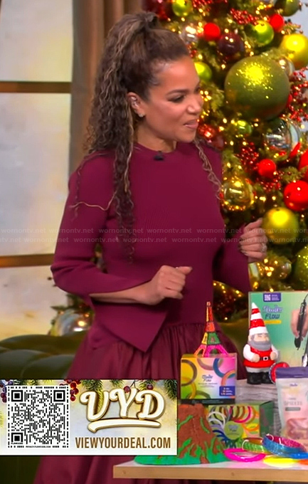 Sunny's red mixed media dress on The View