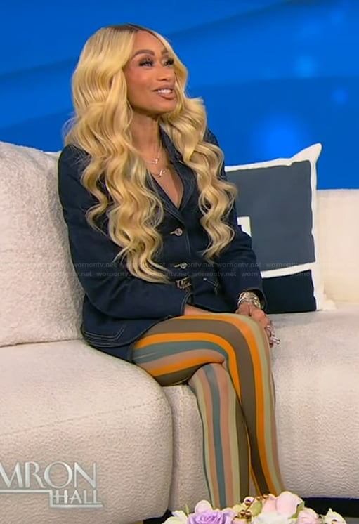 Tami Roman's striped leggings on Tamron Hall Show