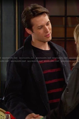Tate's black and red striped sweater on Days of our Lives