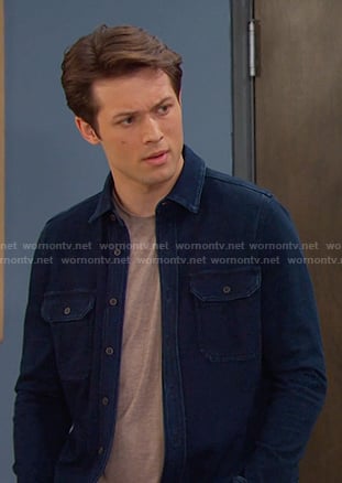 Tate's navy button down shirt on Days of our Lives