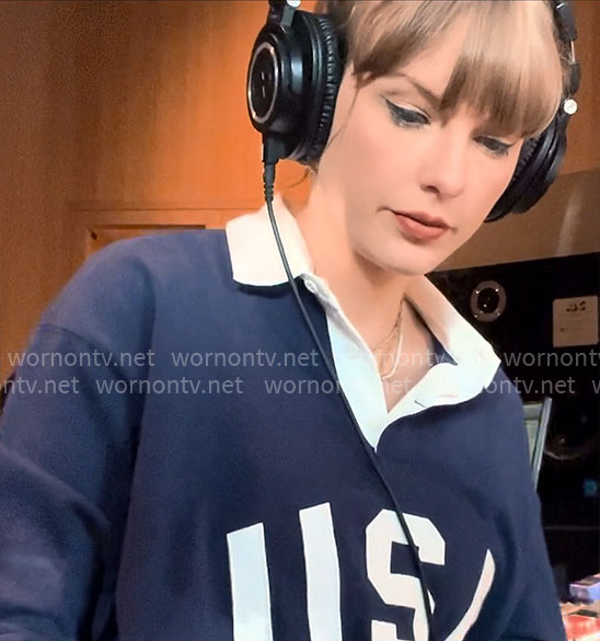 Taylor Swift's USA polo sweatshirt on The End of an Era