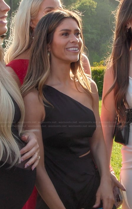 Taylor's black cutout ruffle dress on The Kardashians