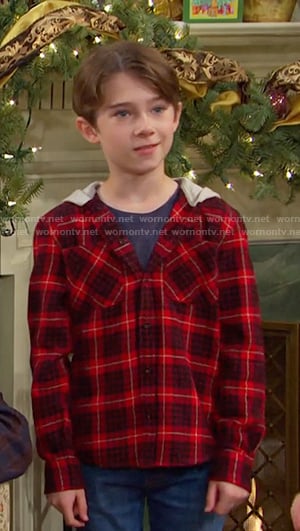 Thomas's red plaid hooded shirt on Days of our Lives